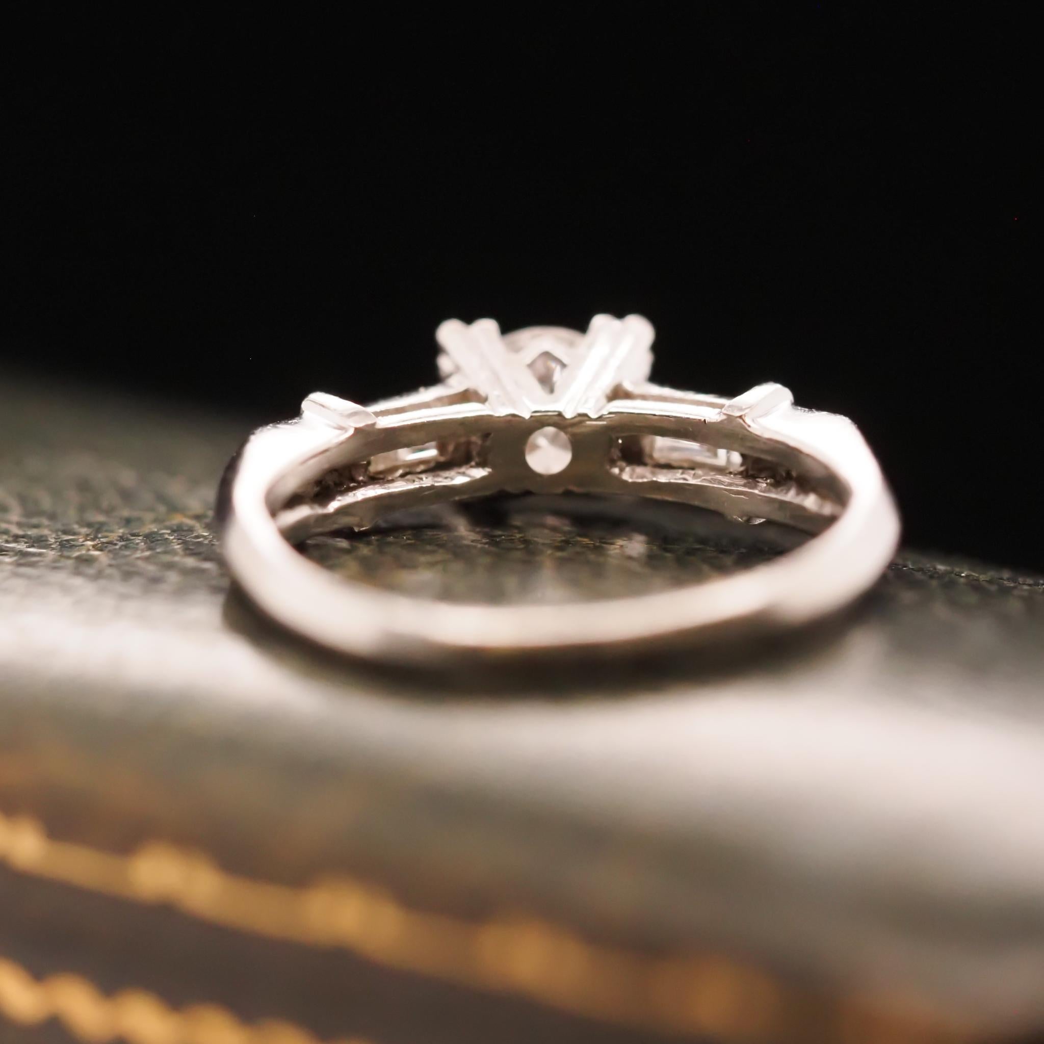 Circa 1940 Art Deco Platinum .52ct Old European Cut Diamond Engagement Ring In Good Condition For Sale In Atlanta, GA