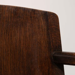 Circa 1940 Cream Wood Art Deco Armchair with Upholstered Seat