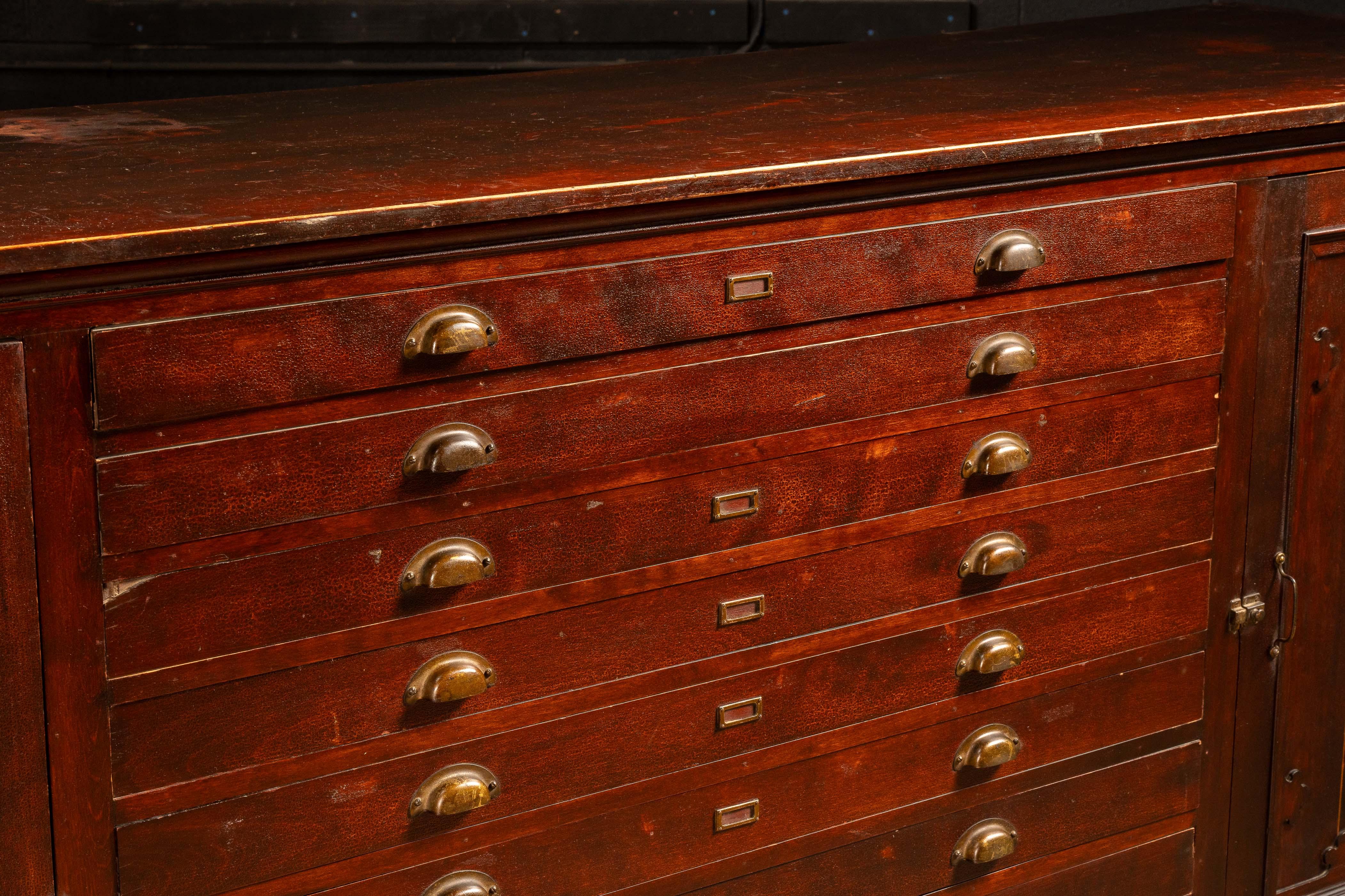 American circa 1940 Industrial Flat File Cabinet For Sale
