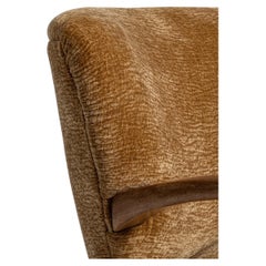 Circa 1940 Mustard Pair of Mid-Century Modern Upholstered Armchairs