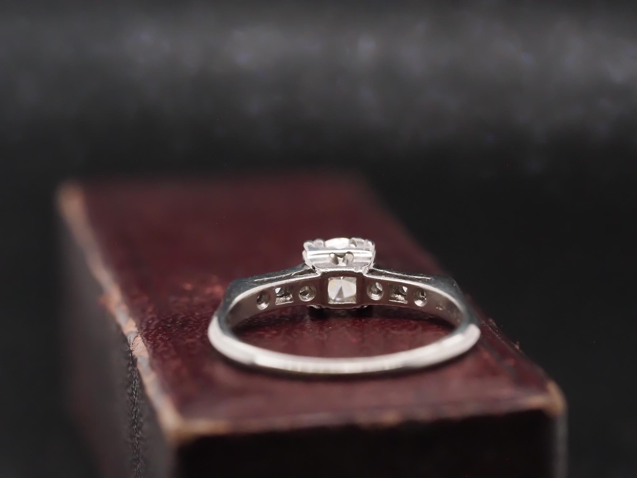 Circa 1940 Platinum .50ct Diamond Engagement Ring with Christmas Date Engraved - For Sale 3