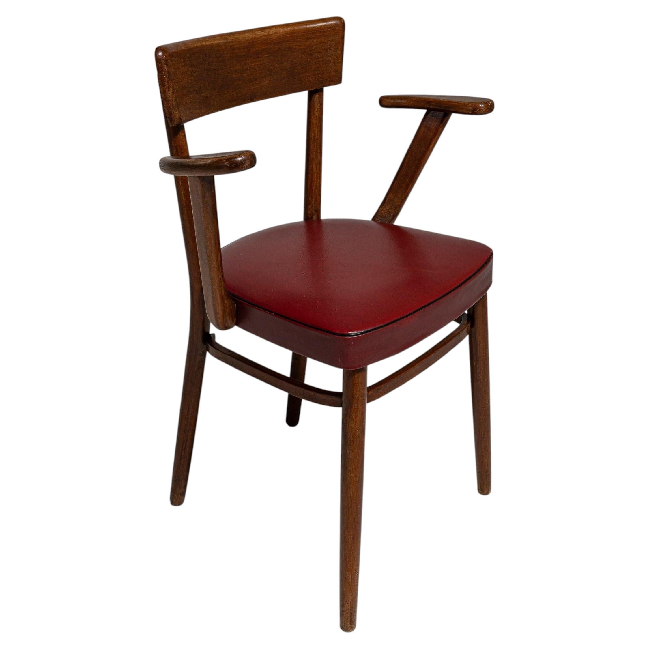 Circa 1940 Red Wood Mid-Century Modern Chair For Sale