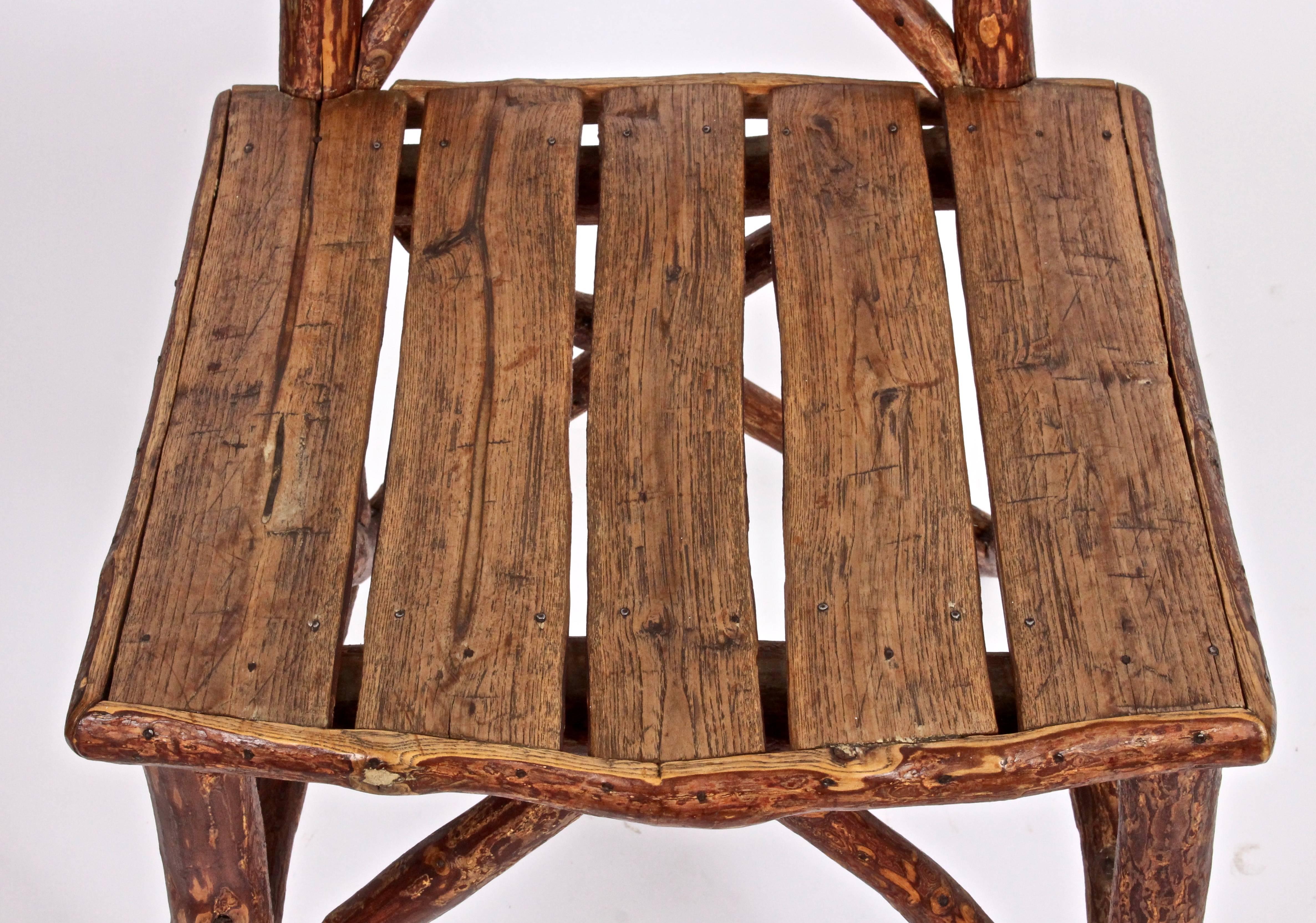 Circa 1940 Rustic Folk Art Adirondack Chair In Good Condition In Bainbridge, NY