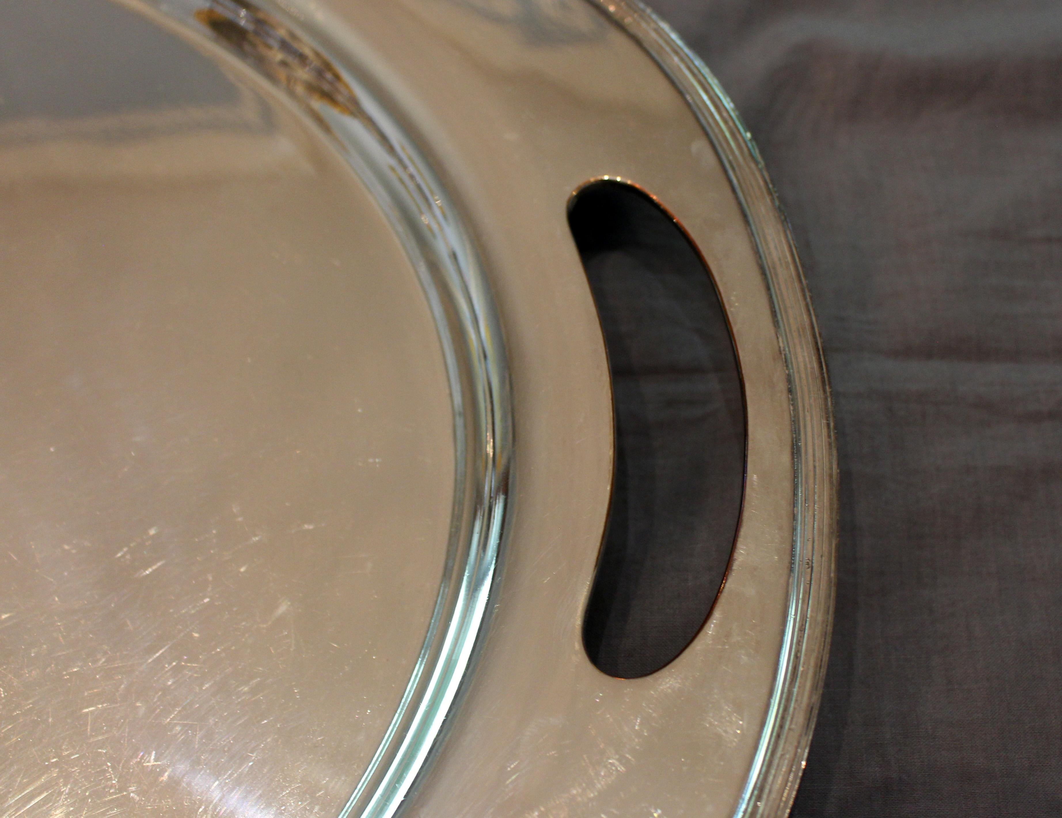 Circa 1940 Bandeja de té plateada de Sheffield Silver Co. Art Decó en venta