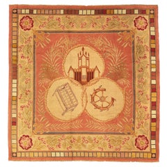 Circa 1940 Retro European Wool Rug with Medallion