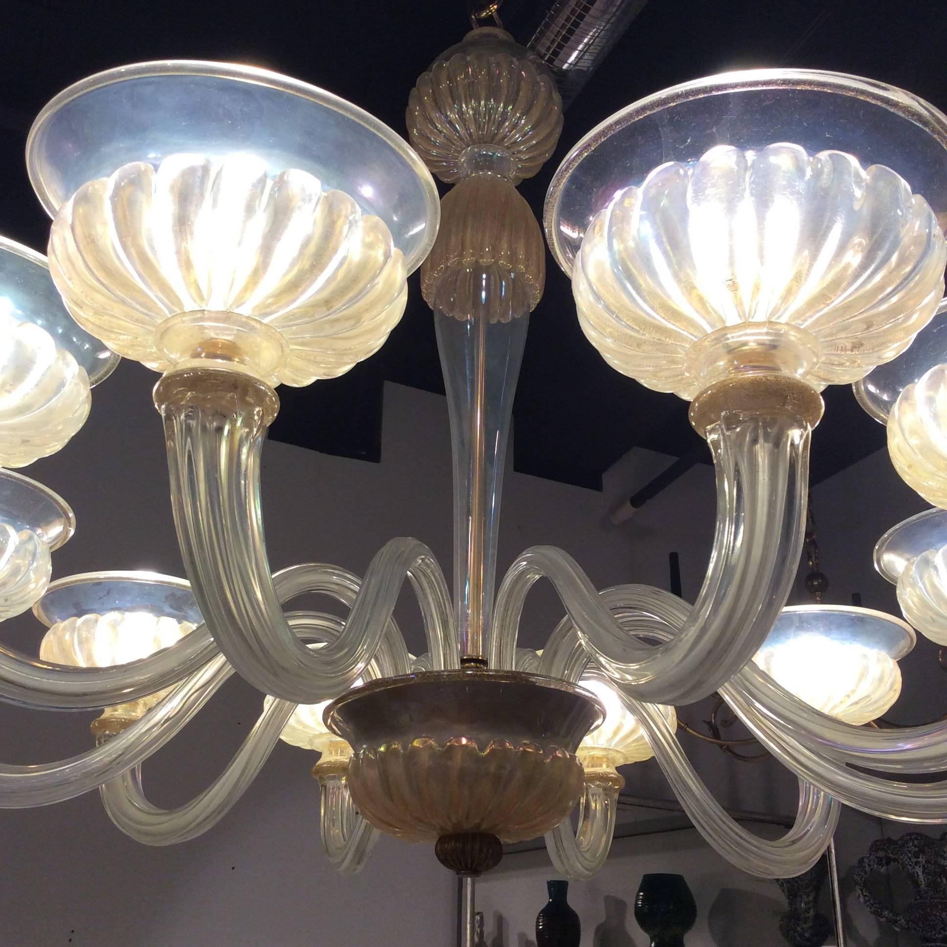 Maison Veronese chandelier attributed to André Arbus (1903-1969), circa 1940
Made of opaline glass that is no longer manufactured today.
Beautiful Classic model of the 1940s.

More about André Arbus:
André Arbus was a decorator, furniture designer,