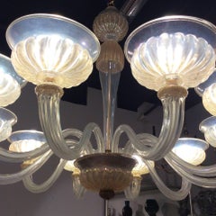 Maison Veronese Chandelier Attributed to André Arbus, Opaline Glass, circa 1940