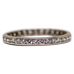 0.75 Carat Diamond Vintage Platinum Eternity Band, circa 1940s