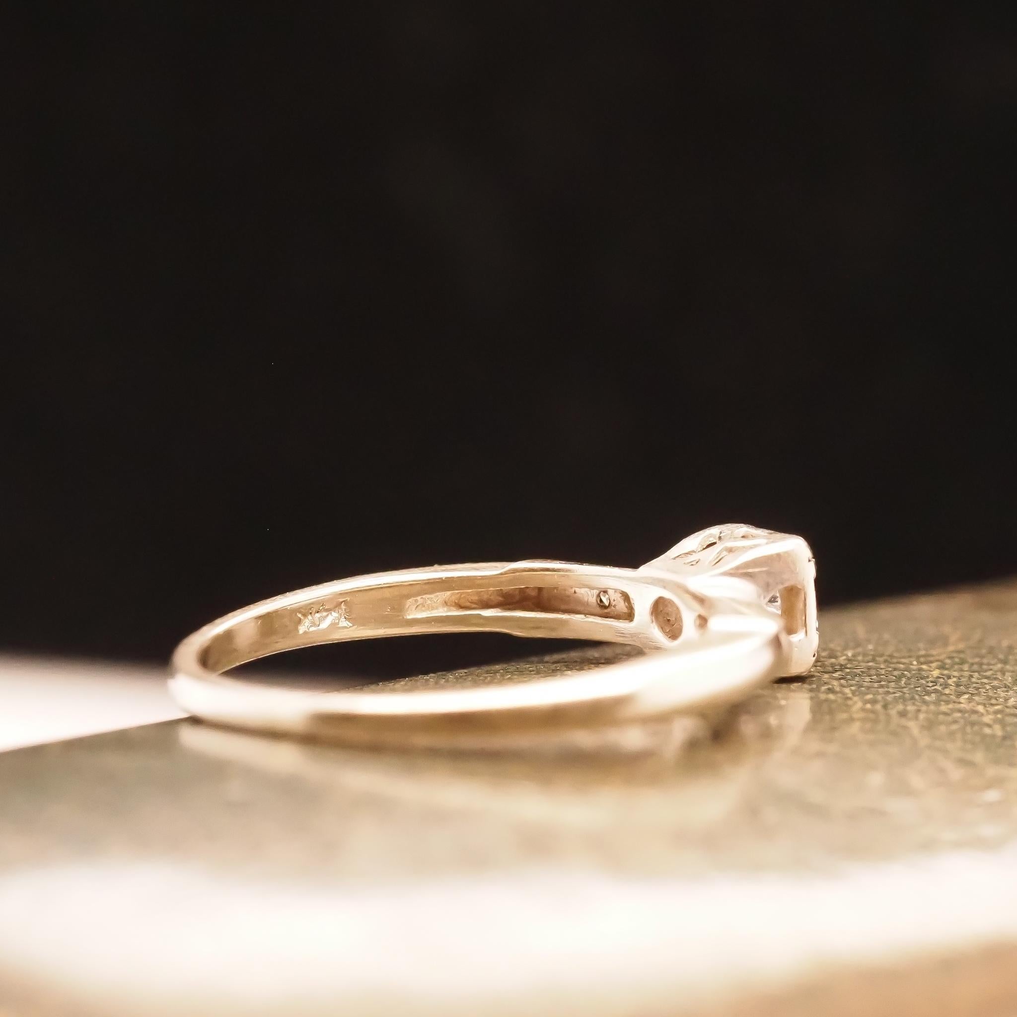 Women's Circa 1940s 14K White Gold .15ct Diamond Engagement Ring For Sale