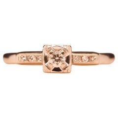Vintage Circa 1940s 14K White Gold .15ct Diamond Engagement Ring