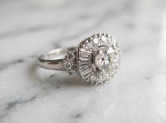 Circa 1940s 3.50 Carat Old European Cut Diamond Platinum Halo Ring