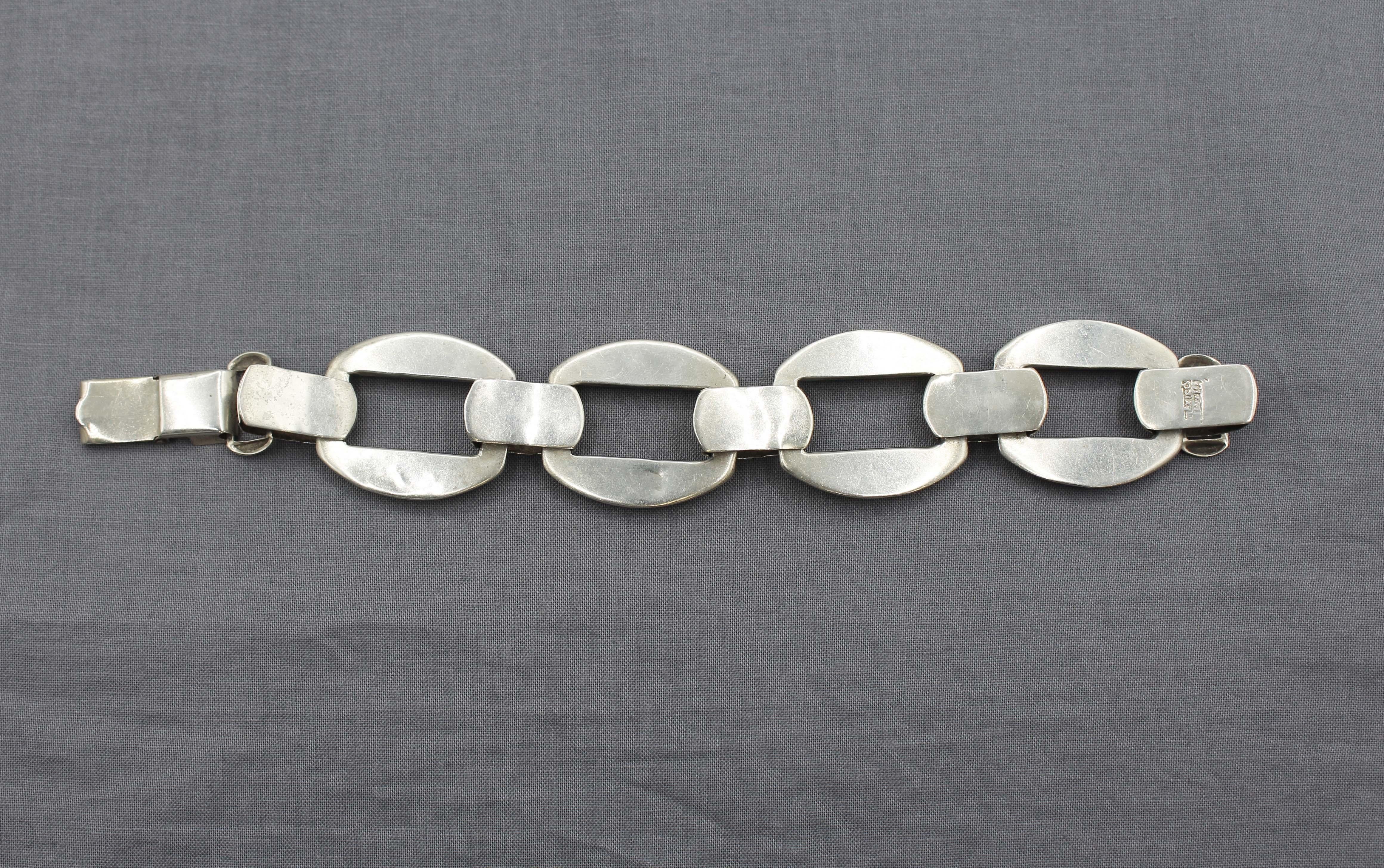 Moderno Bracciale d'argento in stile arte moderna messicana degli anni '40-'50 circa in vendita