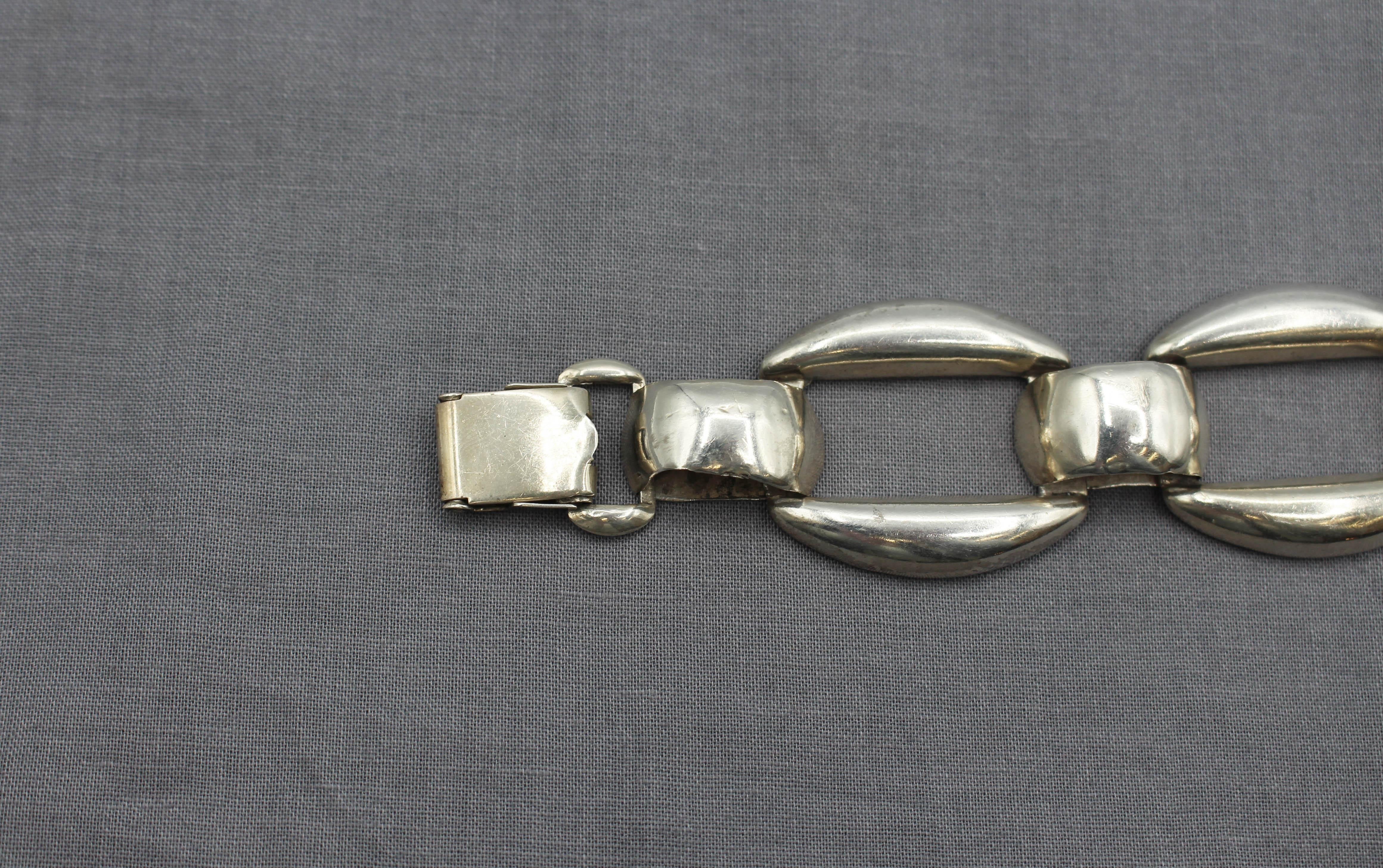 Argento 925 Bracciale d'argento in stile arte moderna messicana degli anni '40-'50 circa in vendita