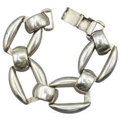 Circa 1940s-50s Mexican Art Modern Sterling Silver Bracelet