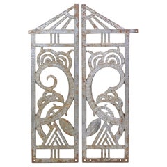 Vintage Circa 1940s Art Deco Ornate Gate from NYC Theatre - Cast Iron Panels