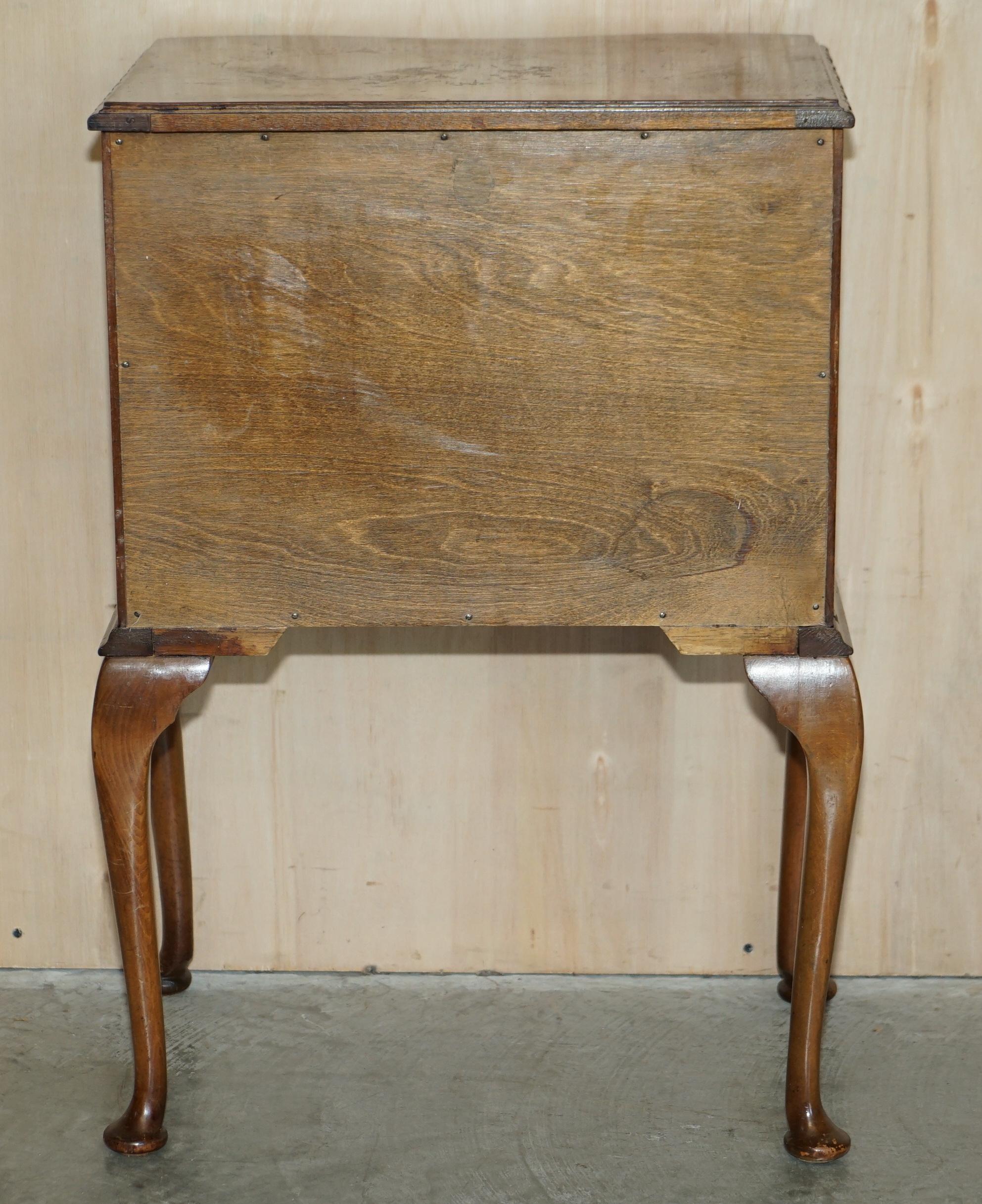 circa 1940's Burr Walnut Serpentine Fronted Bedside Side Table Chest of Drawers 2