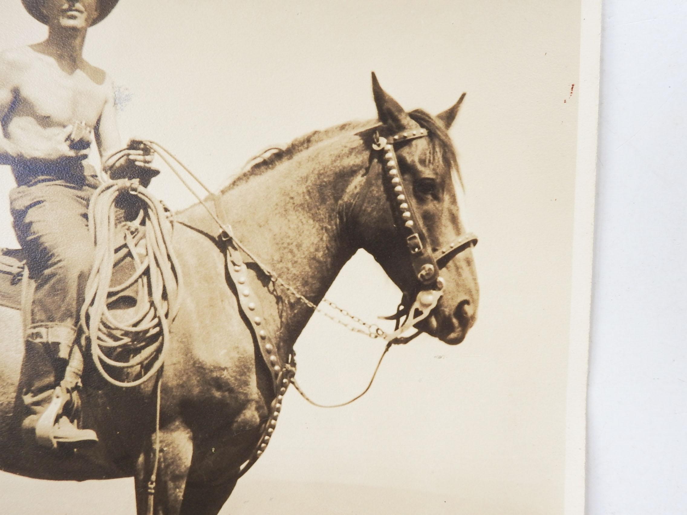 Rustic Circa 1940s California Horse & Rider Photograph For Sale