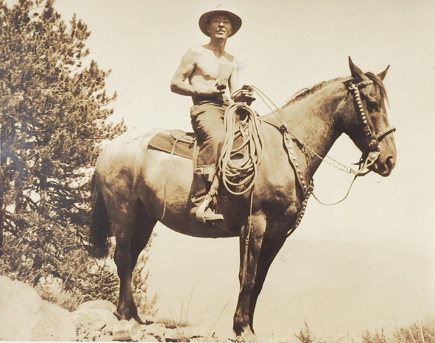 20th Century Circa 1940s California Horse & Rider Photograph For Sale