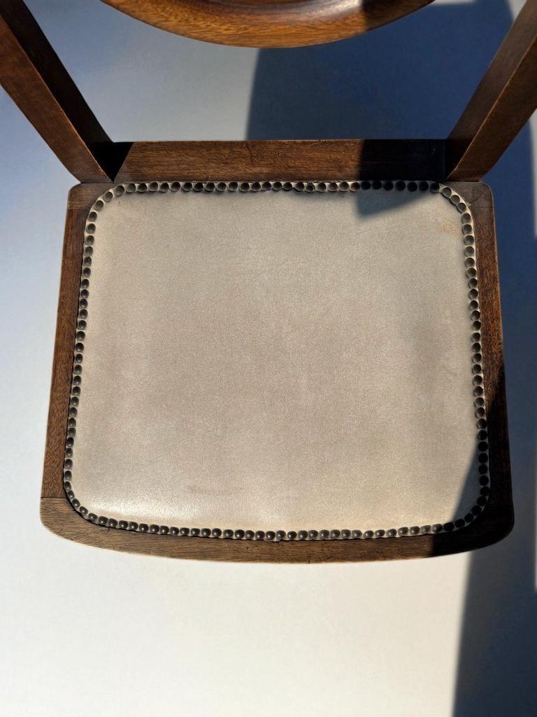 Circa 1940s  Carved Dark Oak & Beige Velvet  Charles Dudouyt attributed For Sale 2