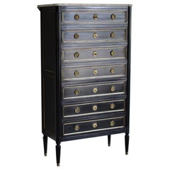 French Ebonised Semainier in the Louis XVI Taste, circa 1940s