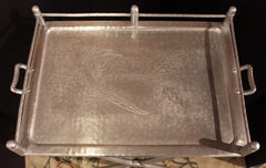 CIRCA 1940s Hollywood Regency Cocktail Tablett & Folding Stand