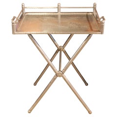 CIRCA 1940s Hollywood Regency Cocktail Tablett & Folding Stand
