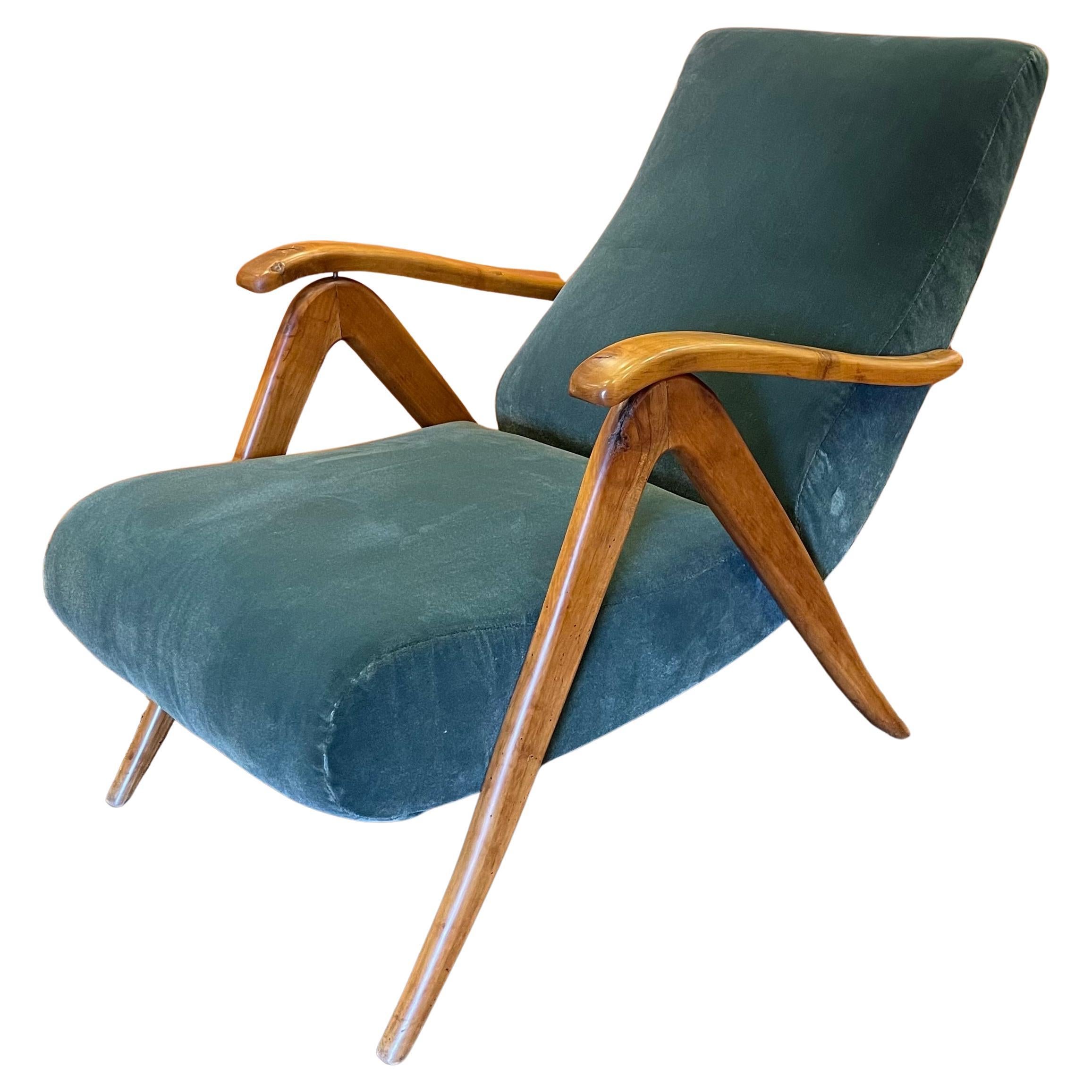 Circa 1940s Italian Reclining Chair For Sale