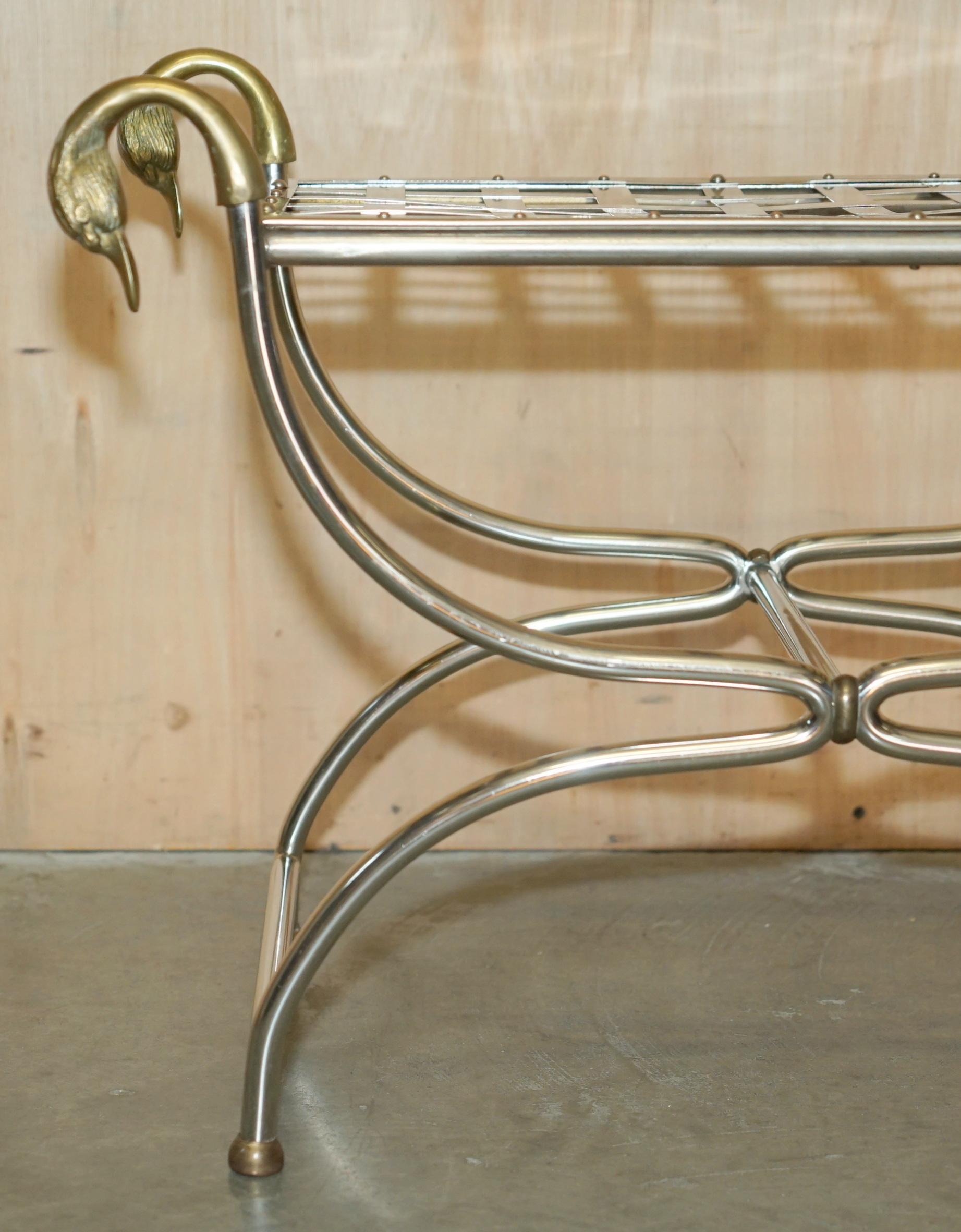 French CIRCA 1940's MAISON JANSEN DUCK / SWAN HEAD SIDE TABLE POLISHED CHROME & BRASS For Sale