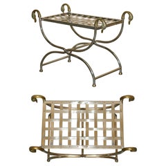 CIRCA 1940's MAISON JANSEN DUCK / SWAN HEAD SIDE TABLE POLISHED CHROME & BRASS