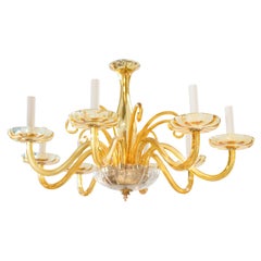 Circa 1940s Murano Amber Chandelier Circa 1940s Murano Amber Chandelier