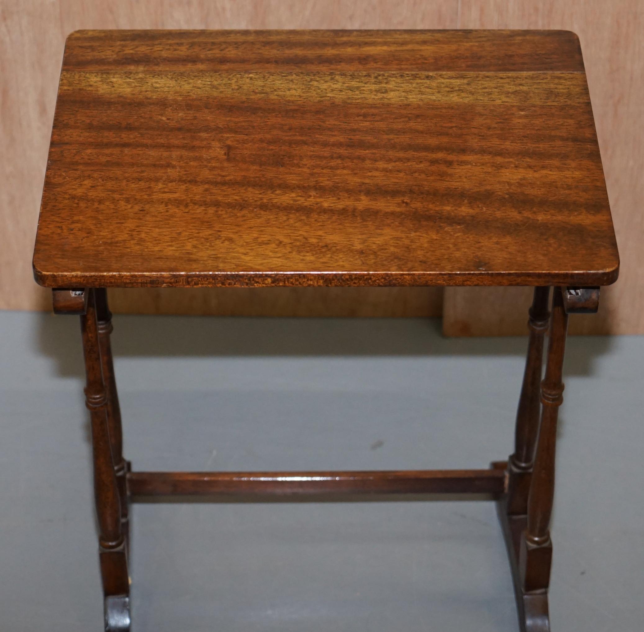 Nest of Three Mahogany Tables with Nicely Carved Decorative Legs circa 1940s  8