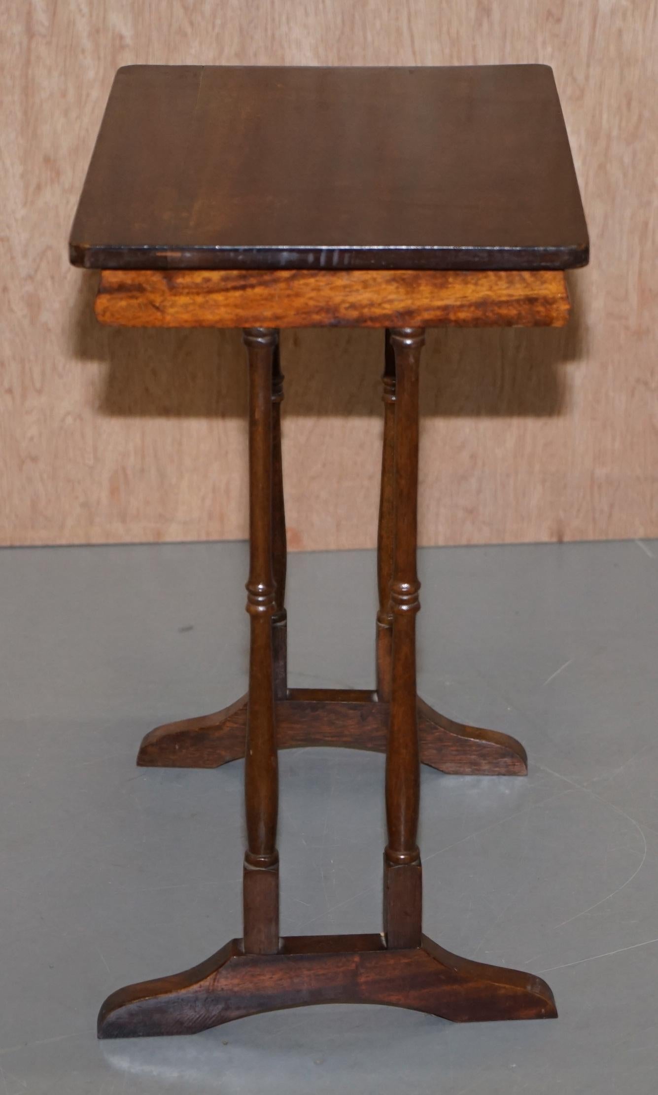 Nest of Three Mahogany Tables with Nicely Carved Decorative Legs circa 1940s  9