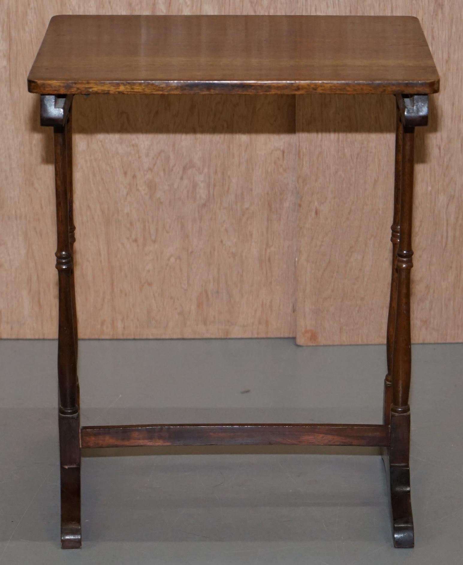 Nest of Three Mahogany Tables with Nicely Carved Decorative Legs circa 1940s  10