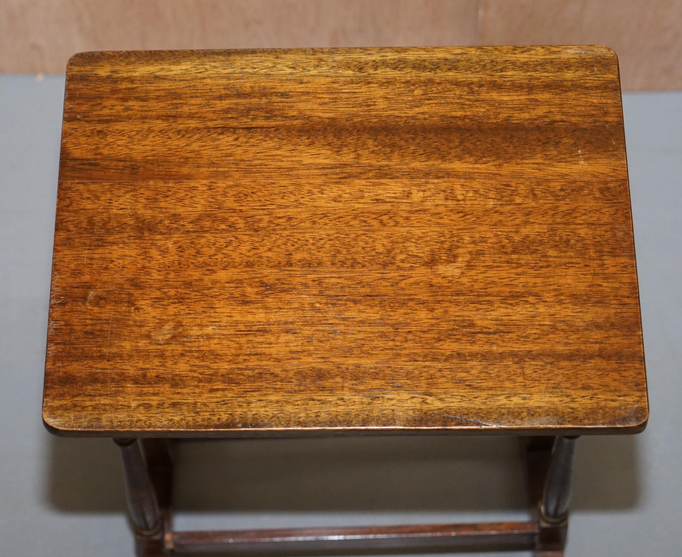 Nest of Three Mahogany Tables with Nicely Carved Decorative Legs circa 1940s  13
