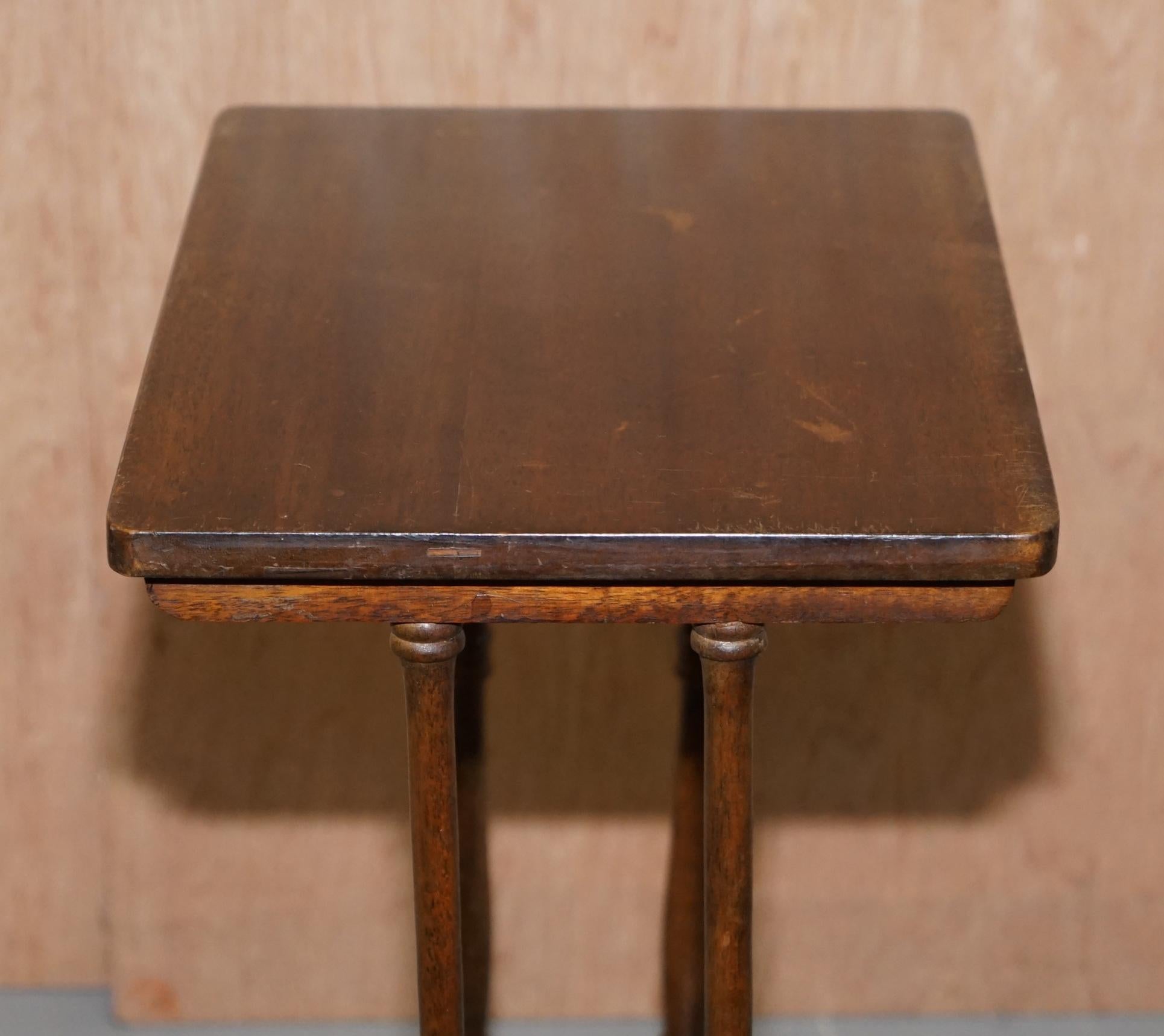 Nest of Three Mahogany Tables with Nicely Carved Decorative Legs circa 1940s  14