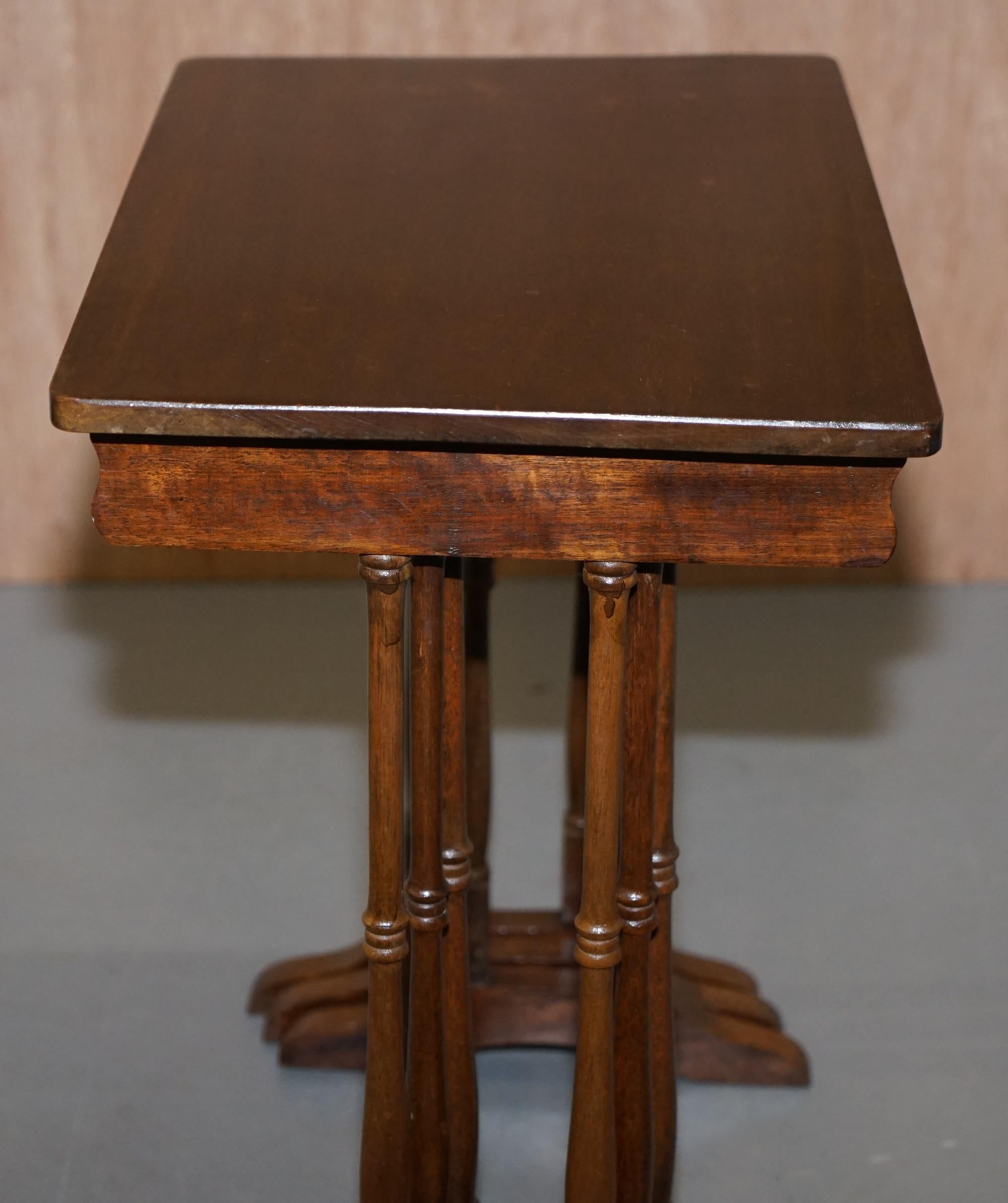 Nest of Three Mahogany Tables with Nicely Carved Decorative Legs circa 1940s  1