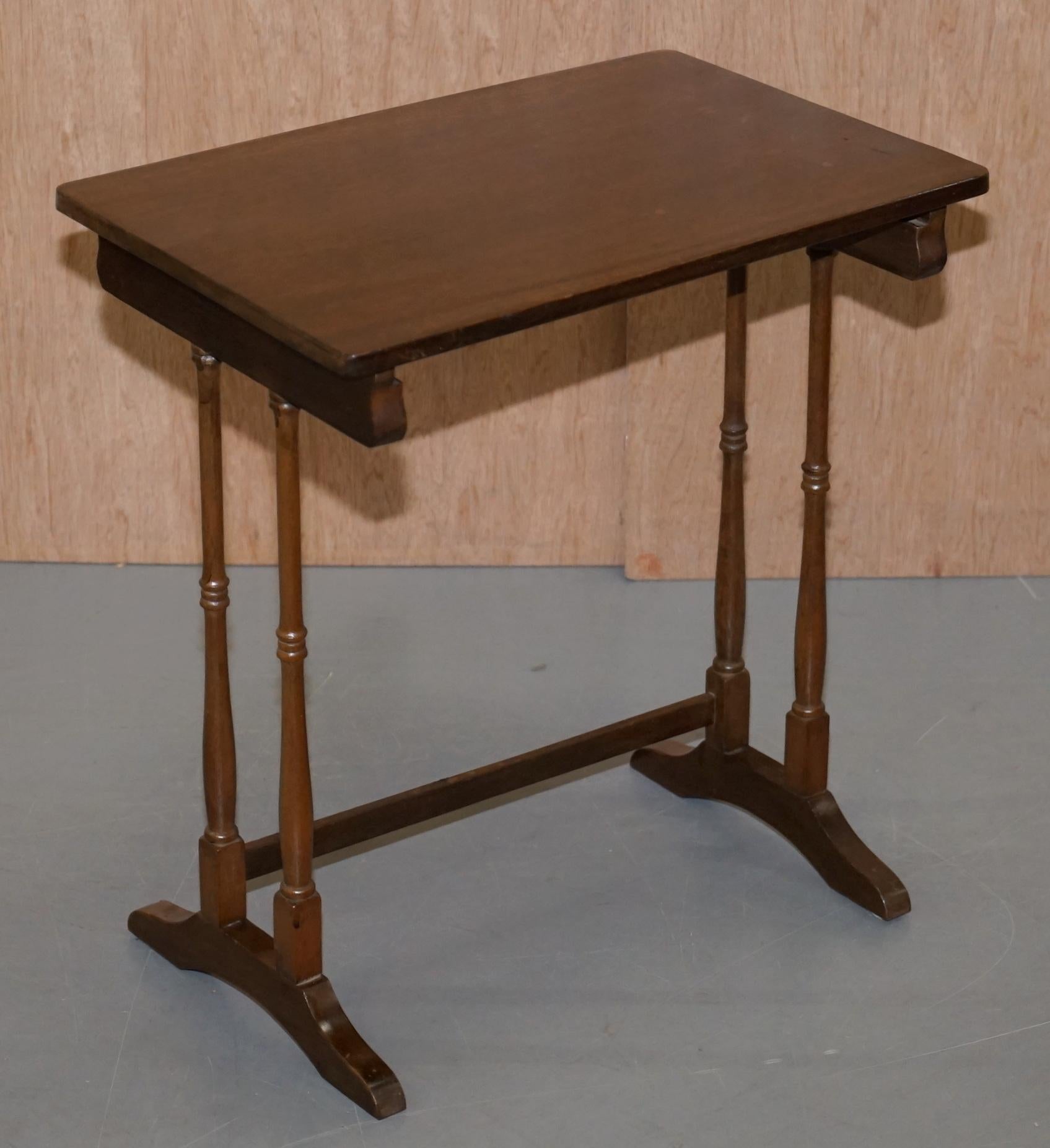 Nest of Three Mahogany Tables with Nicely Carved Decorative Legs circa 1940s  2