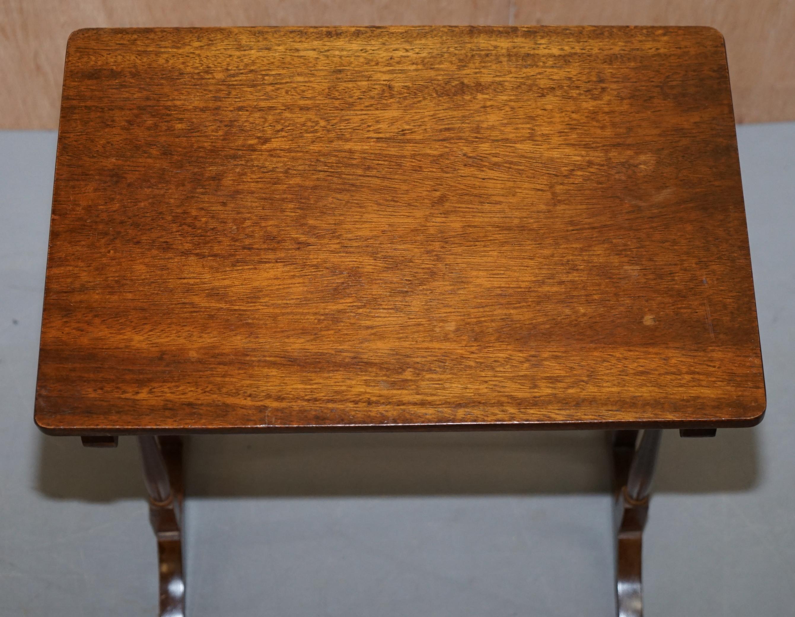 Nest of Three Mahogany Tables with Nicely Carved Decorative Legs circa 1940s  3