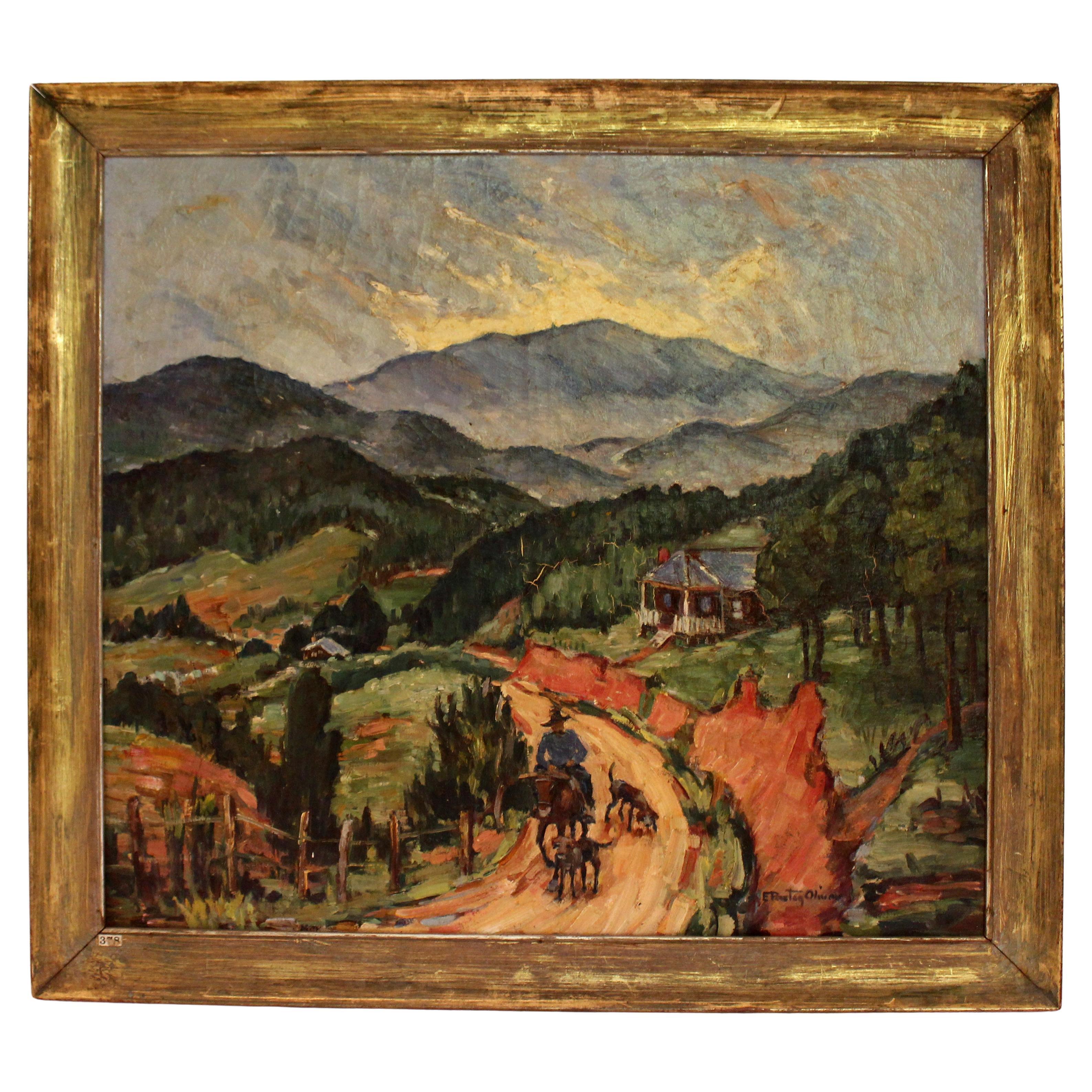 Huile sur toile d'Elizabeth Paxton Oliver datant des années 1940
