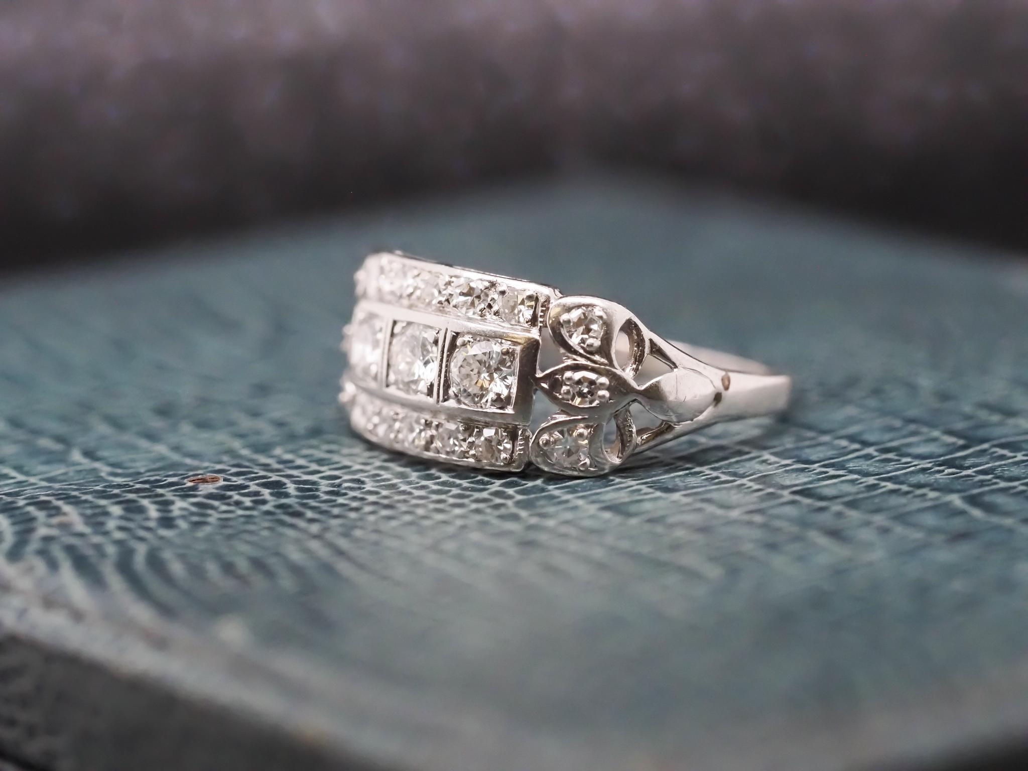 Round Cut Circa 1940s Platinum Diamond Engagement Ring For Sale