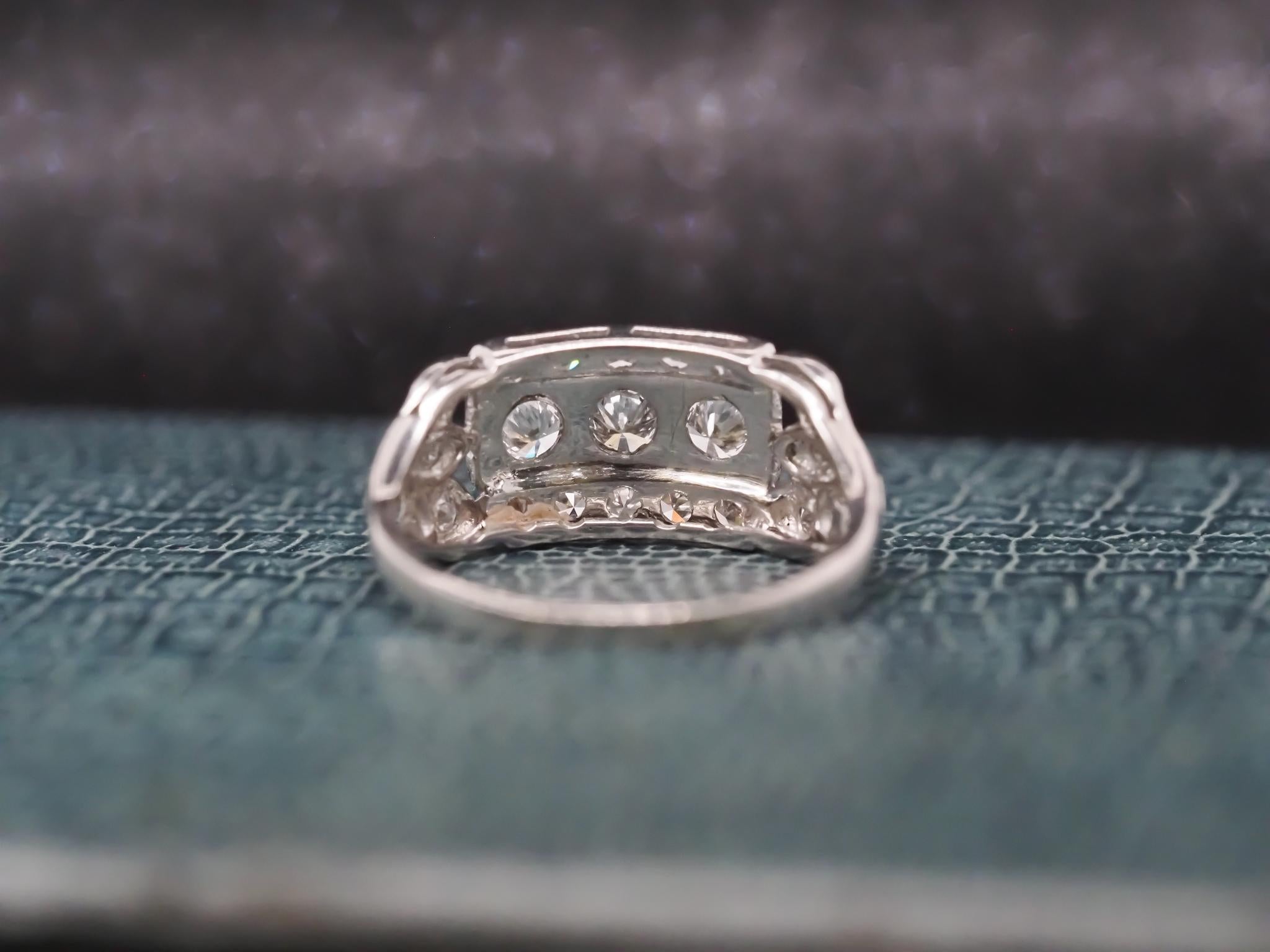 Circa 1940s Platinum Diamond Engagement Ring For Sale 1