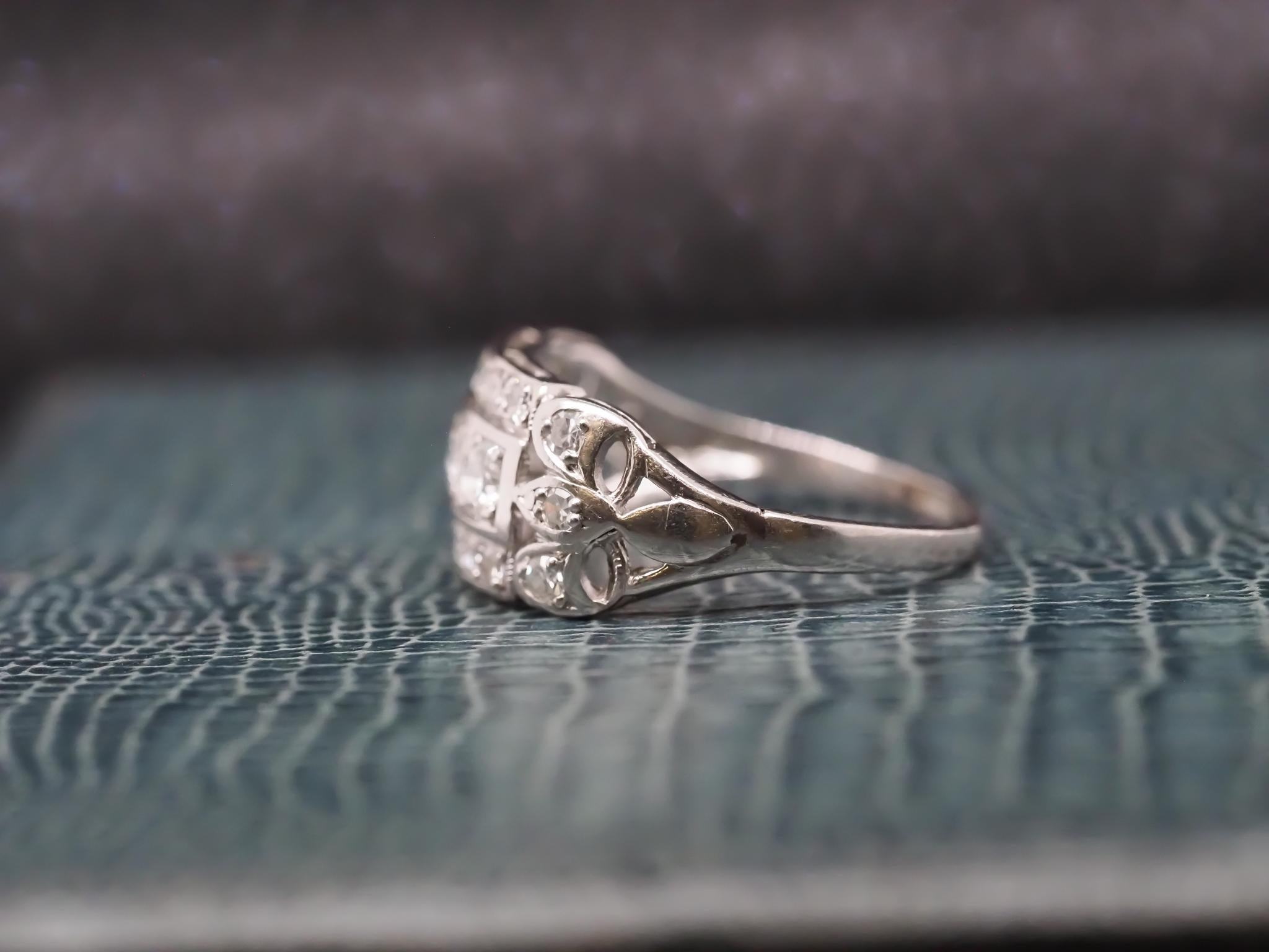 Circa 1940s Platinum Diamond Engagement Ring For Sale 2