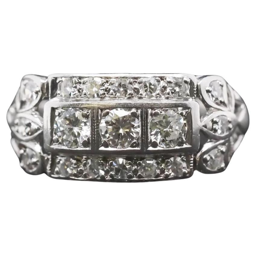 Circa 1940s Platinum Diamond Engagement Ring