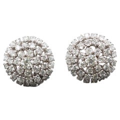 Circa 1940s Platinum Old European Diamond Cluster Earrings - VHK#261a