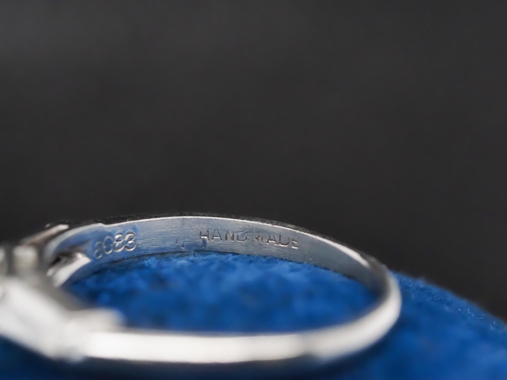 Circa 1940s Platinum Vintage Baguete Diamond Band Ring For Sale 2