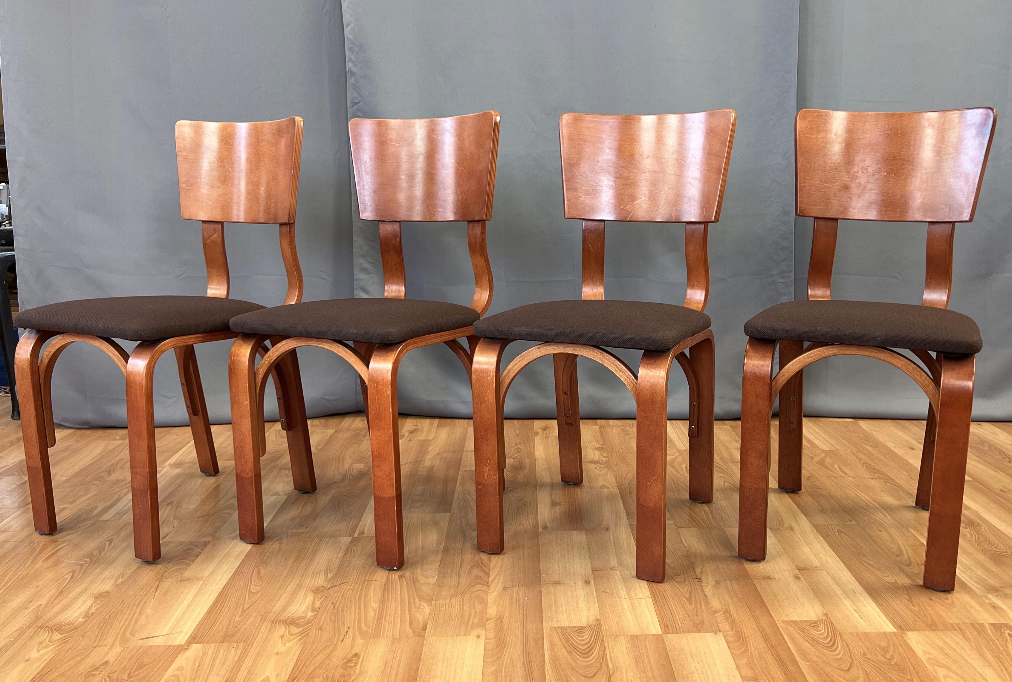 Mid-Century Modern circa 1940s Set of Four Thonet Bentwood Dining Chairs