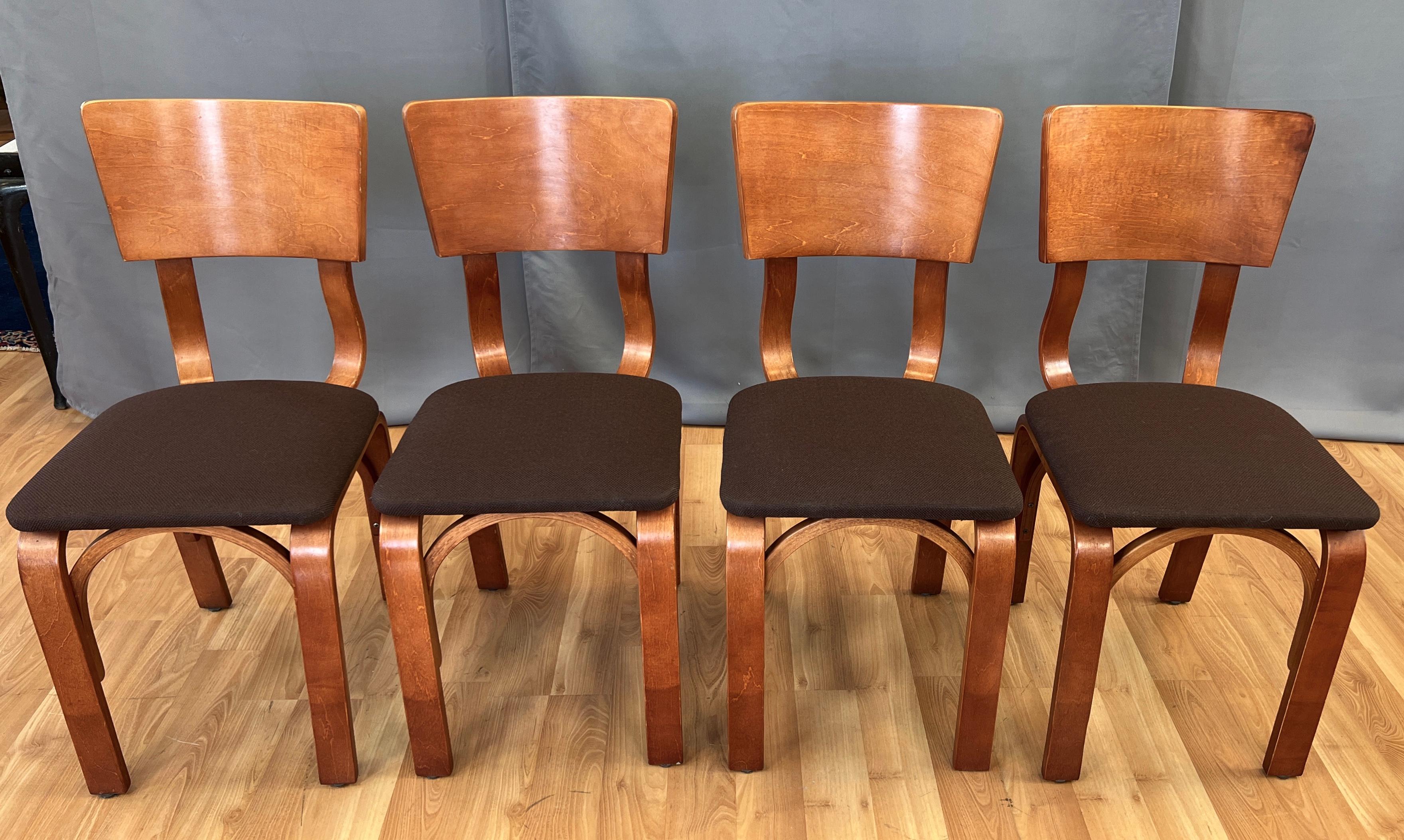 Czech circa 1940s Set of Four Thonet Bentwood Dining Chairs