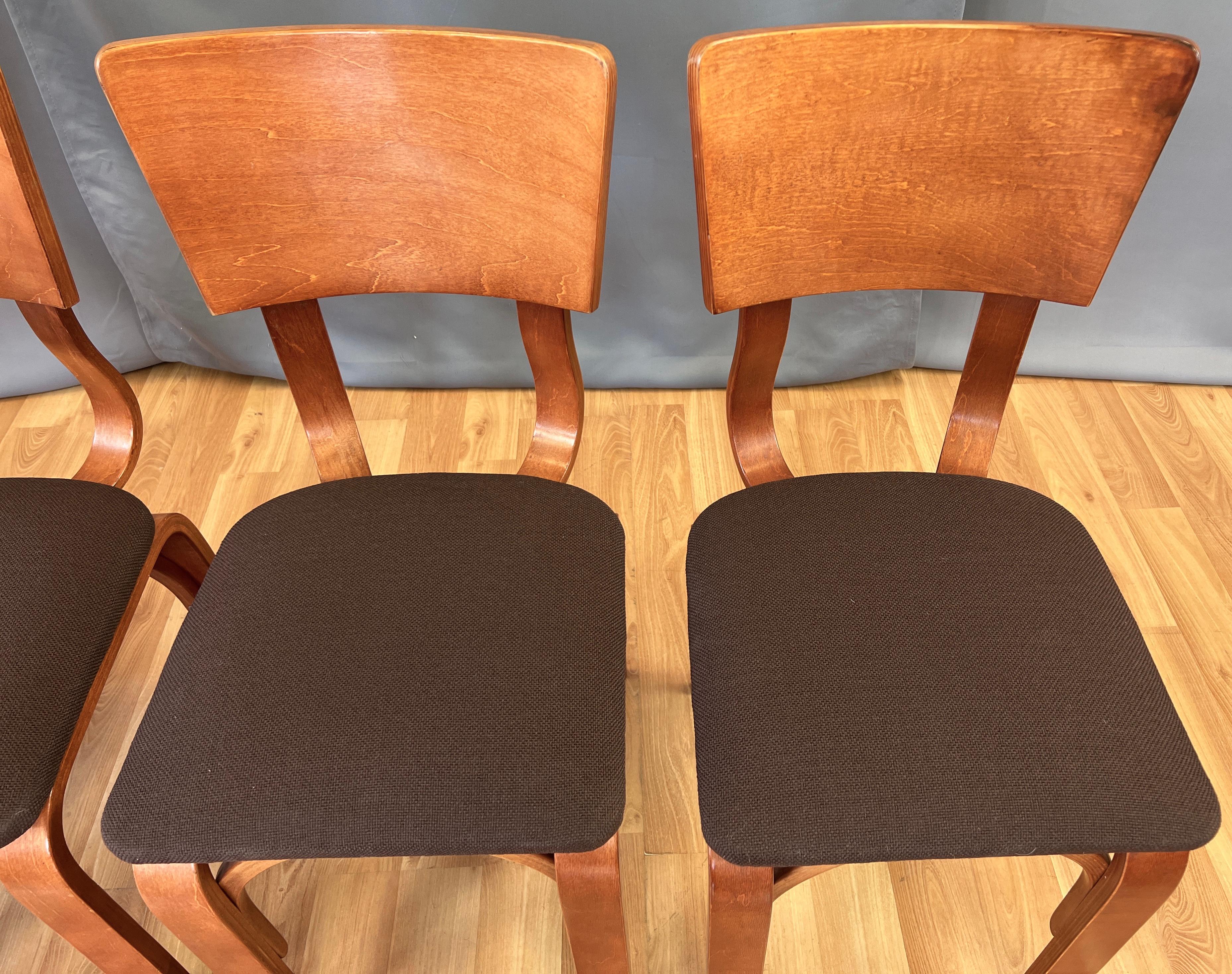 Fabric circa 1940s Set of Four Thonet Bentwood Dining Chairs