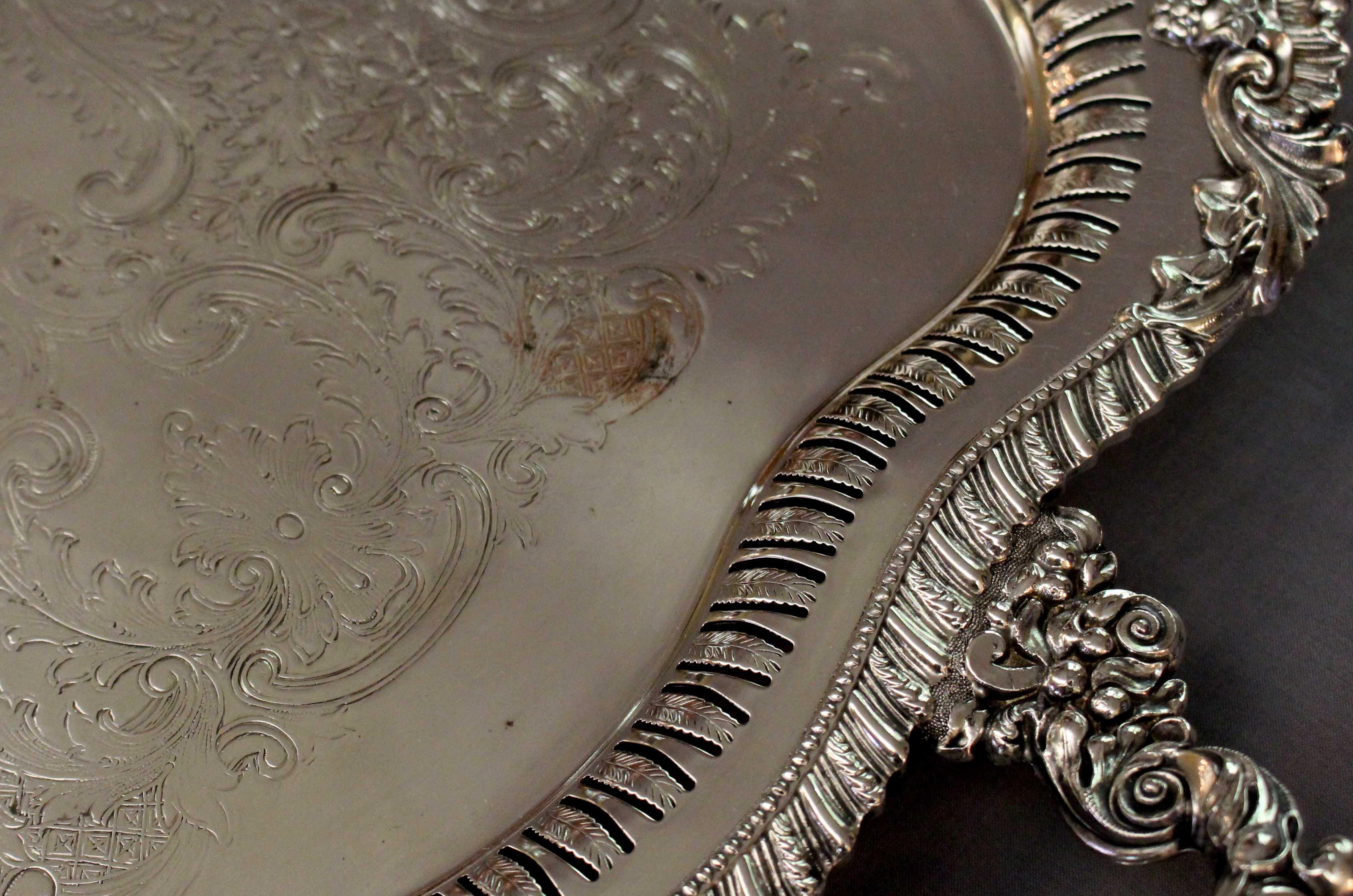 silver on copper tray with crown symbol