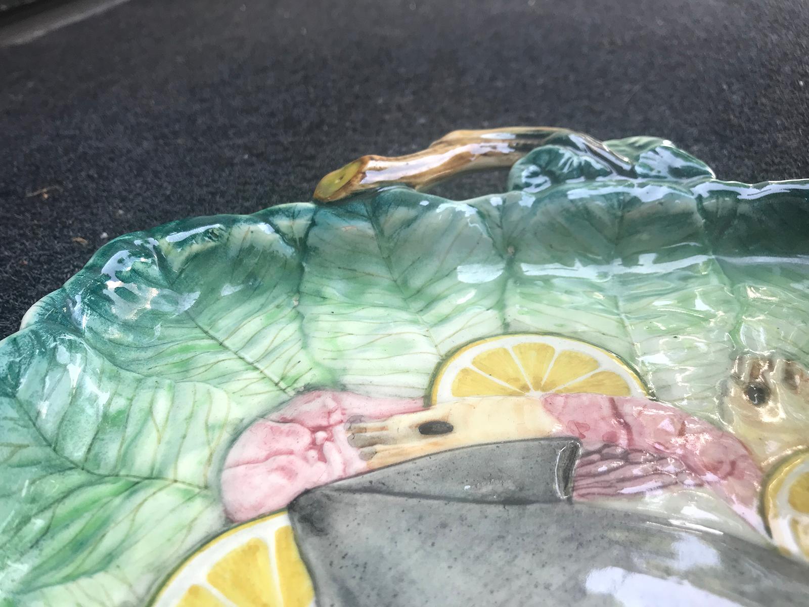 Spanish Goodfriend Majolica Sea Life Seafood Platter, Marked, circa 1940s For Sale 3